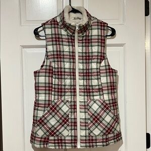 Maurices Plaid Faux Fur Lined Puffer Vest - Size Small